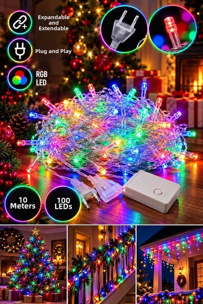 Kesene 10 Meters Rgb Led Christmas Tree Lighting with Plug and Play Function Colorful Pine Tree Light
