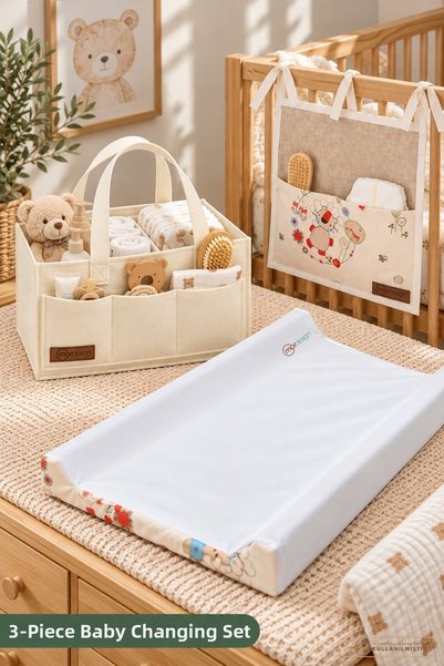 mordesign Minikit Series 3-Piece Baby Care Set Liquid-Proof Changing Pad Felt...