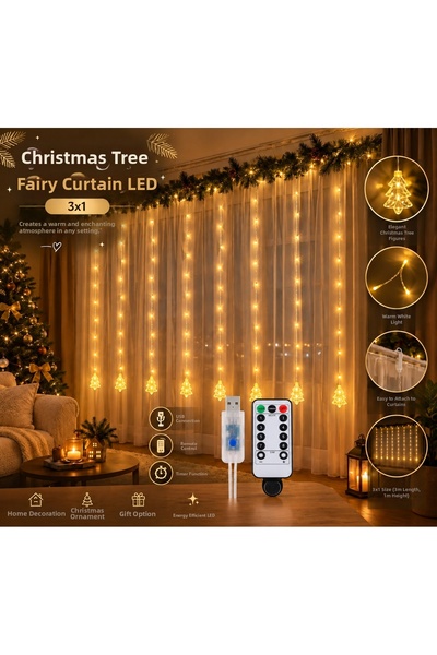 OKAVANGO 3X1 Χριστουγεννιάτικο δέντρο Fairy Curtain Led Χριστουγεννιάτικο Στο...