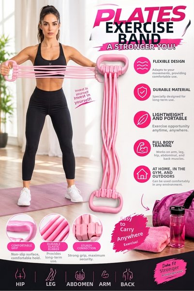 PLUSSPORT Pilates Exercise Band Resistance Rubber Band