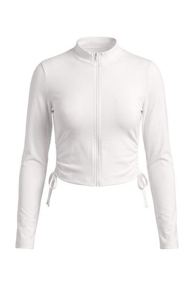 Trendyol Collection Ecru Side-Cinchable Zipper Detailed Fitted Knitted Jacket...