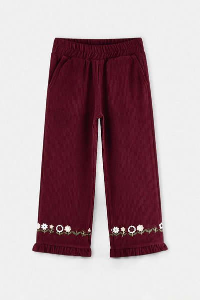 TRENDYOLKIDS Pantaloni țesuți brodați / cu broderie burgundy TKDAW27PL00016