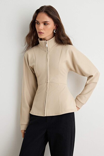 Trendyol Collection Cardigan/Sweatshirt tricotat cu peplum, cu interior din f...