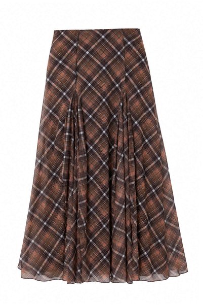 Trendyol Collection Multi-Colored Lined Plaid/Checkered Knitted Hijab Skirt T...