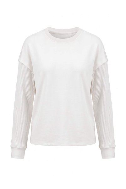 Trendyol Collection Ecru Contrast Sleeve Detailed Crew Neck Knitted Sweatshir...