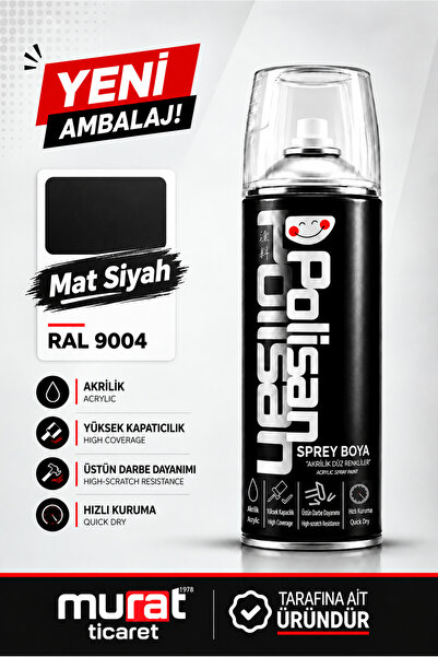 Polisan Mat Siyah Sprey Boya 400 ml | Akrilik | Hızlı Kuruma | Metal Ahşap Pl...