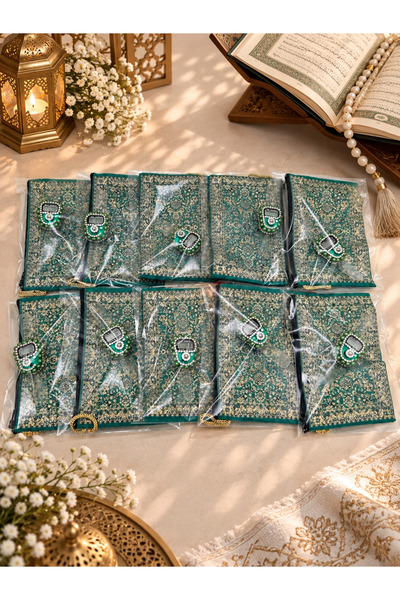 LenaToptan 10 قطع من مجموعة هدايا خضراء (هدية الزواج-ميفلود-حج-عمرة) مصنوعة م...