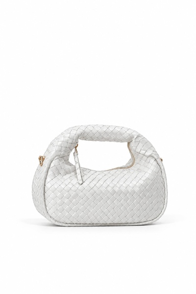 Çantacımstore Women's Mini Clutch Braided Handbag White