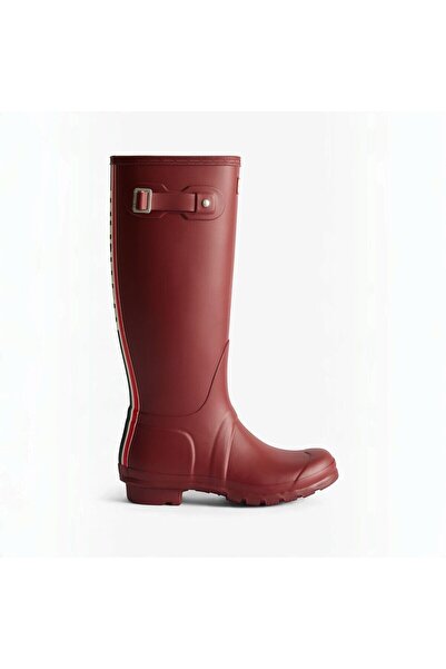 Hunter Originals Wellington Tri Colour Logo Kadın Bordo Uzun Bot Bordo Uzun B...