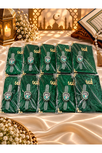 LenaToptan 10 Pieces Green Gift Set (with Dowry Items-Mevlüd-Hac-Umre) Yasi̇n...