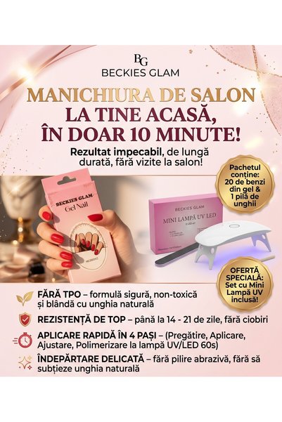 BECKIES GLAM Set Manichiură Profesională acasă: Benzi din Gel Semipermanent r...