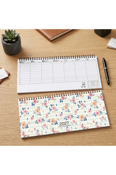 KESKİN COLOR Keskin 2027-AJ-65 12*33,5 Spr.Haftalık Masa Ajandası-Çiçek