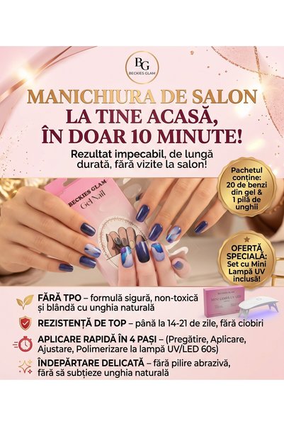 BECKIES GLAM Set Manichiură Profesională acasă: Benzi din Gel Semipermanent M...