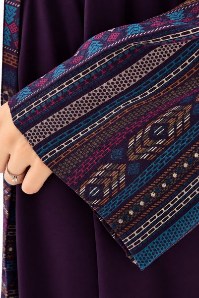 Azria Fashion Panelled Abaya Purple