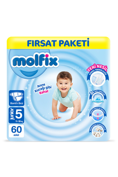 Molfix Baby Diapers Size 5 Junior Opportunity Pack 60 Pieces