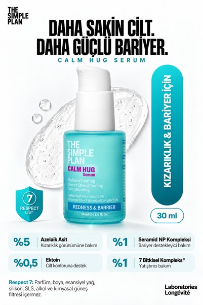 The Simple Plan Calm Hug Serum – Kızarıklık ve Hassas Cilt İçin Azelaic Acid + Ceramide + Ectoin Serum 30 ml