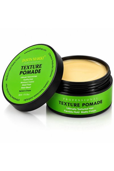 Jason Makki Textured Pomade for Men 80g – Flexible Semi-Strong Hold, Low Shine – Water-Based Styling Pomade for Maximum Control – Easy Wash, Non-Greasy