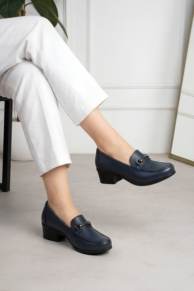 Dericalle shoes Lacivert Hakiki Deri Kadın Günlük Ayakkabı