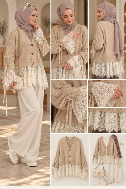 Cardella Liora Lace Detailed Knitwear Cardigan