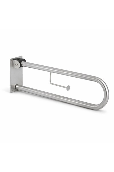 AQUA BAGNO Basic Mafsallı Engelli Tutunma Barı – Tuvalet Kağıtlıklı – Paslanmaz Çelik 35.90.91.01.01
