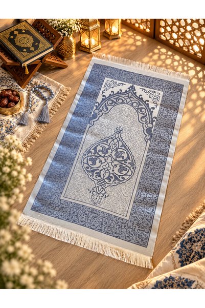 LenaToptan 1 Piece of Dark Blue Patterned Fringed Gift Package Taffeta Ottoma...