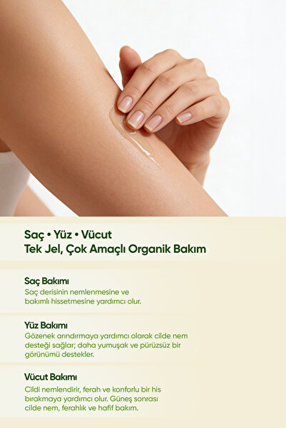 Bioterra Organik Aloe Vera Jel – Yüz, Vücut ve Saç İçin Nemlendirici 250 ml