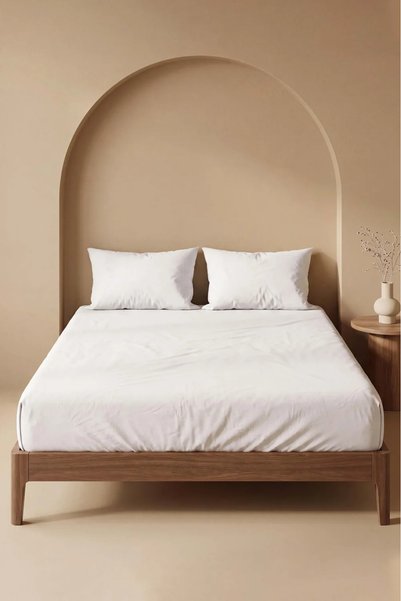 Rivaİstanbul White Cotton Double Fitted Sheet 160X200