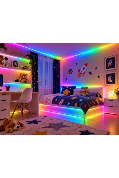 MAD ECO LEDURI Bandă LED RGB 5050 cu muzică și telecomandă - 5m, USB, Negru