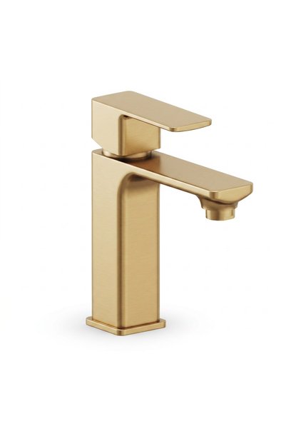Adell Bloc Lavabo Bataryası Mat Altın Fırçalı (Brushed Gold) Modern Lavabo Mu...