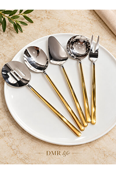 DMR LİFE 5 Piece Gold Plated (24 Karat) Sauce Serving Set (Small Size)