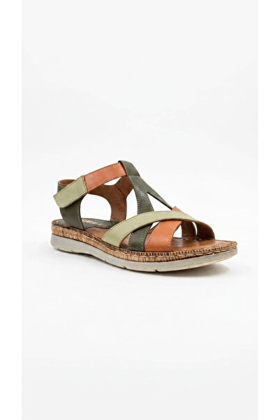 Ustalar Ayakkabı Çanta Sandale de damă din piele naturală kaki-multi 213.S-553