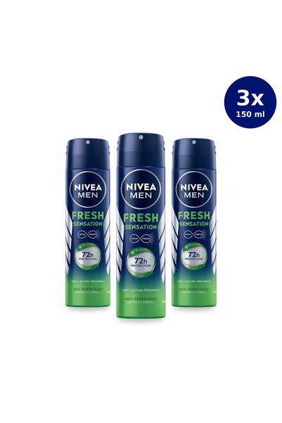 NIVEA Men Fresh Sensation Antiperspirant Spray 48h, 150 ml X3