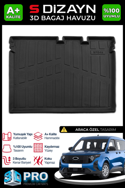 S Dizayn S-Dizayn Ford Courier 3D Pro Bagaj Havuzu 2024 Üzeri A+ Kalite 3BH-S...
