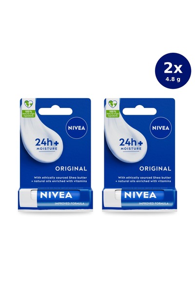 NIVEA Balsam de buze original pentru îngrijirea buzelor, 4,8 g x2