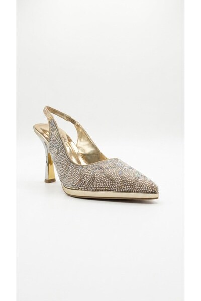 Ustalar Ayakkabı Çanta Gold Beaded Women's Daily Heeled Shoes 728.2617