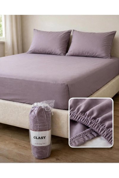Clasy 100% Cotton Ranforce Fabric King Size Elastic Bed Sheet Set 180X200 Cm+...