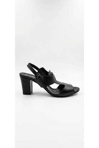Ustalar Ayakkabı Çanta Black women's genuine leather high heeled shoe 343.1155