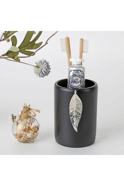 Selim Leaf Diş Fırçalık Siyah Gümüş