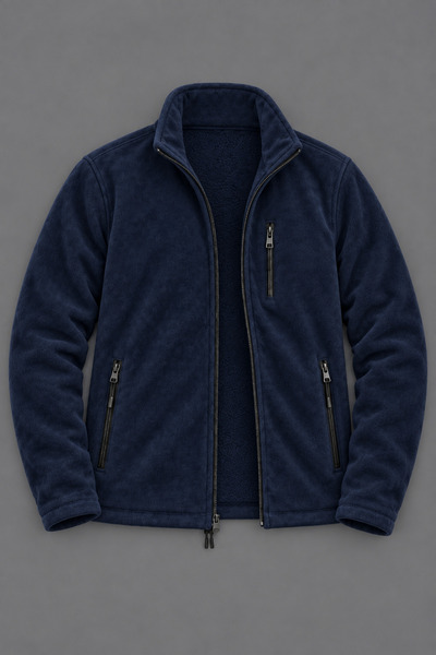 DAMGA JEANS Erkek Fermuarlı Günlük Premium Rahat Lacivert Polar