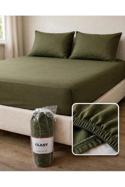 Clasy 100% Cotton Ranforce Fabric King Size Elastic Bed Sheet Set 180X200 Cm+...