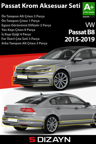 S Dizayn S-Dizayn VW Passat B8 Krom Aksesuar Çıta Seti A+Kalite 7617ST1