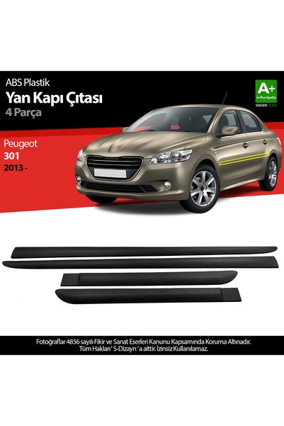 S Dizayn S-Dizayn Peugeot 301 ABS Plastik Yan Kapı Koruma Çıtası 2013 Üzeri A+ Kalite PLY-6907