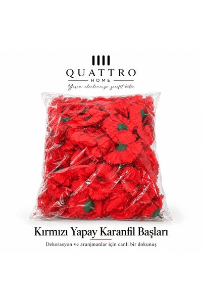QUATTRO HOME Kırmızı Karanfil Yapay Çiçek Seti 50 Adet