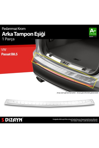 S Dizayn S-Dizayn VW Passat B8.5 Krom Arka Tampon Eşiği 2019-2023 7619020