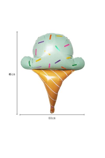 partidolu Cone Ice Cream Külahta Dondurma Şeklinde Folyo Balon 66 x 60 cm 1 A...