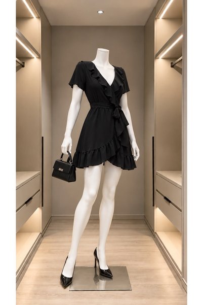 Modafeminen Rochie scurtă cu decolteu în V Scuba Crepe cu curea Rochie lungim...