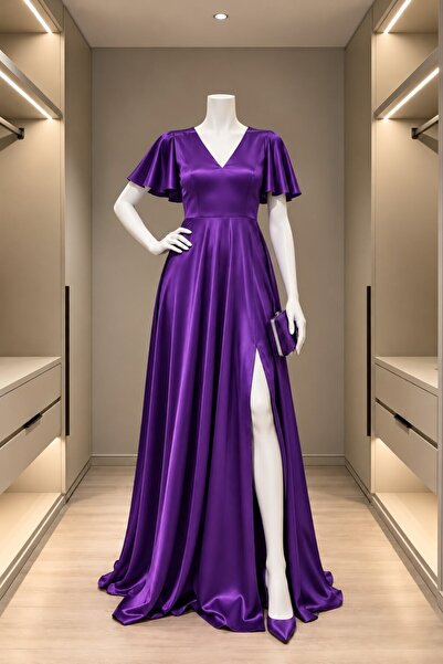 Modafeminen Rochie de seara din satin cu decolteu in V 582837 MOV