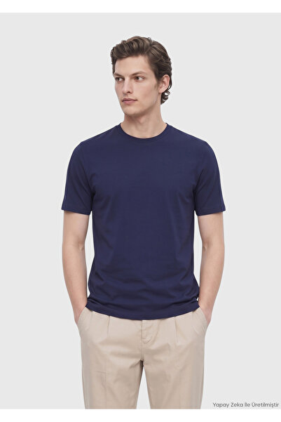 Ramsey Navy Plain Crew Neck T-Shirt