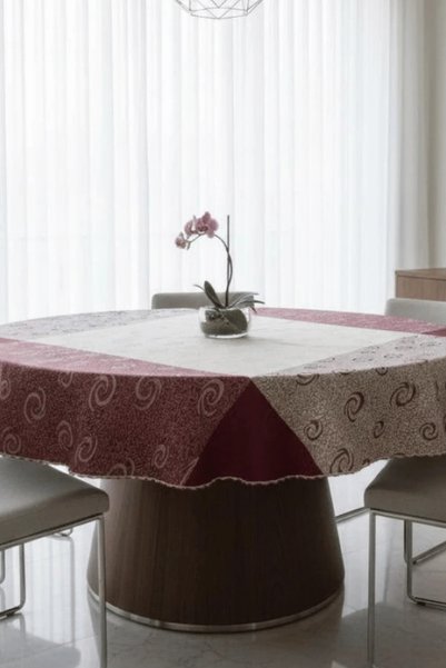 ELEGANCEV غطاء طاولة دائري من القماش مطلي بالتفلون - قطر 160 سم