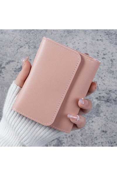 choice2 Pink Fashion Ultra Thin Triple Fold Women's Short Wallet, Smooth Surf...